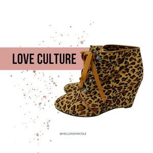 Love Culture Animal Print Leopard Lace Up Booties